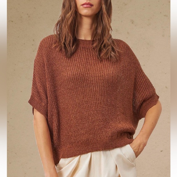 Crotchet open-stitch brown sweater ORSAY, size M. - Picture 1 of 9